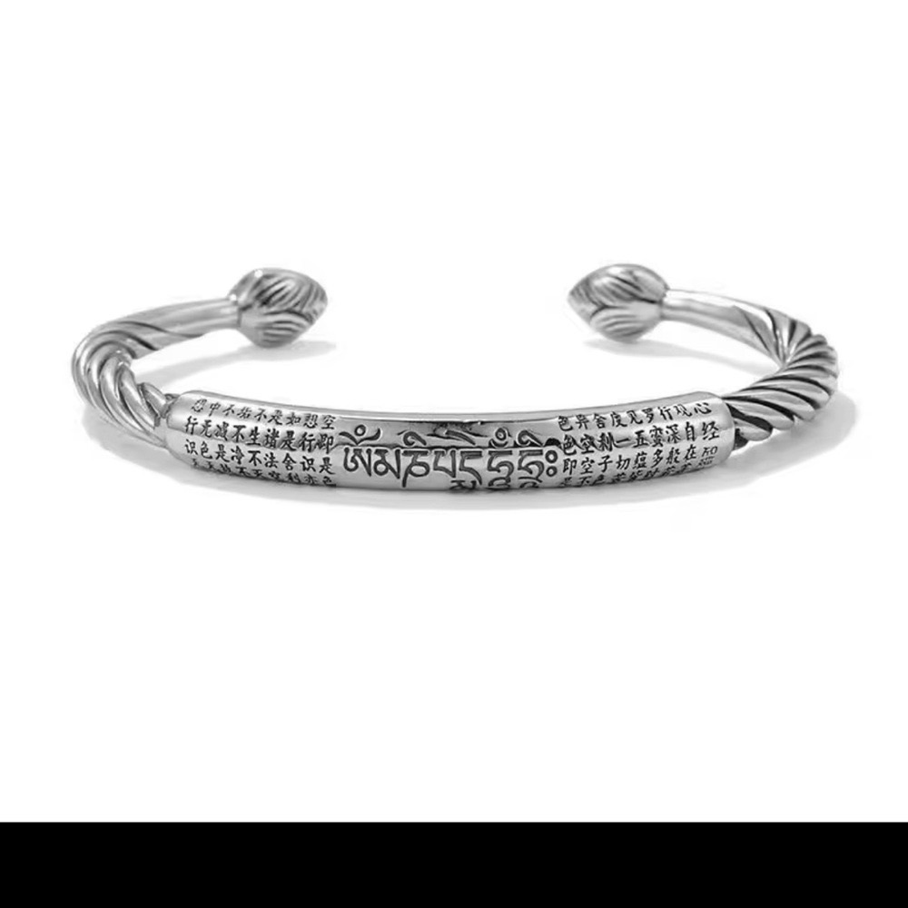 Handcrafted Tibetan Mantra Silver Fashion Bracelet